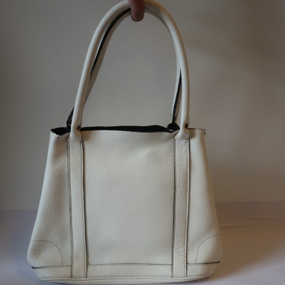 *NWD Womens J.Crew Borge Garveri White Pebbled Leather Tote Handbag - Picture 4 of 14